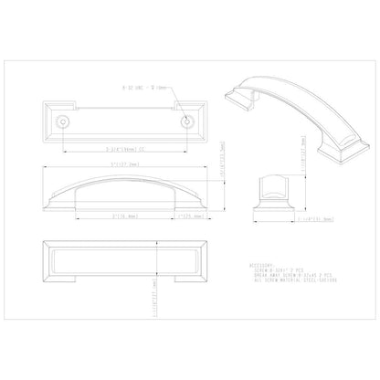 96 mm Center-to-Center Satin Nickel Square Annadale Cabinet Cup Pull