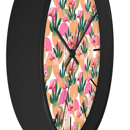 2882Time™ Retro Pink Flamingo Geometric Clock