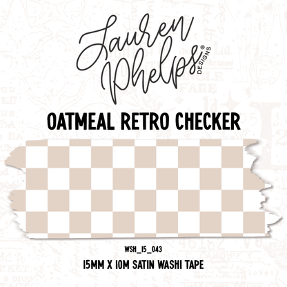 Oatmeal Retro Checker 15mm washi