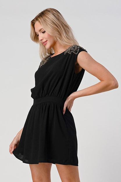 Embellished Shoulder Mini Dress – Timeless Elegance | Apparel | Kitchen + Metal