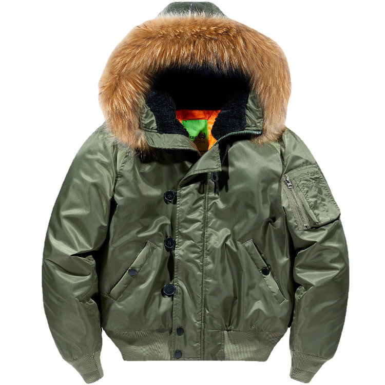 Bomber Jacket Removable Fur Collar Cotton Coat Plus Size Coat