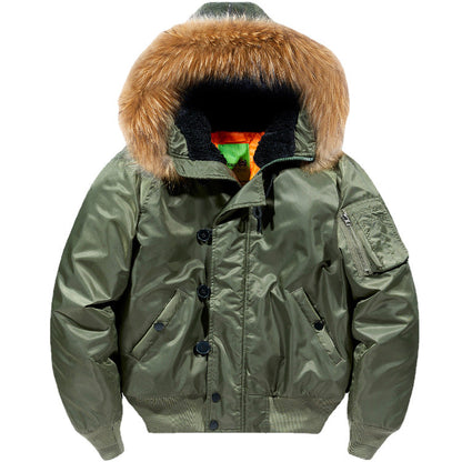 Bomber Jacket Removable Fur Collar Cotton Coat Plus Size Coat