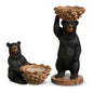Christmas Carousel Collection - 10" Black Bear with Pinecone Candle Holders