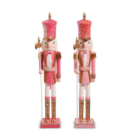18.5" Glittered Pink Nutcracker - SET OF 2