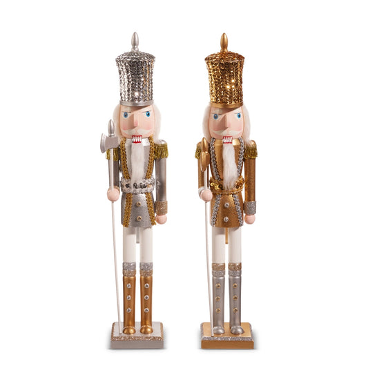 Christmas Carousel Collection - 18.5" Glittered Metals Nutcracker - SET OF 2