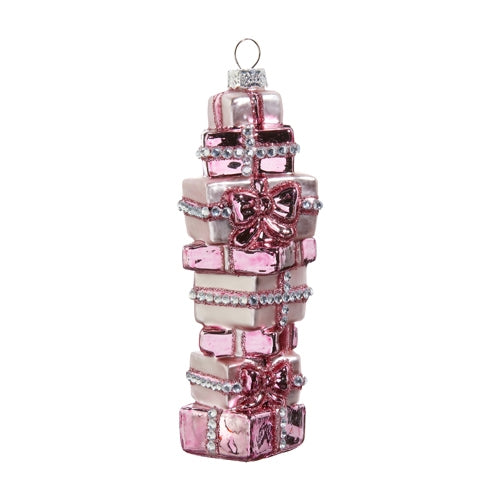 6" Pink Stack of Presents Ornament