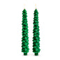 Christmas Carousel Collection - 10.5" Green Tree Taper Candles - SET OF 2