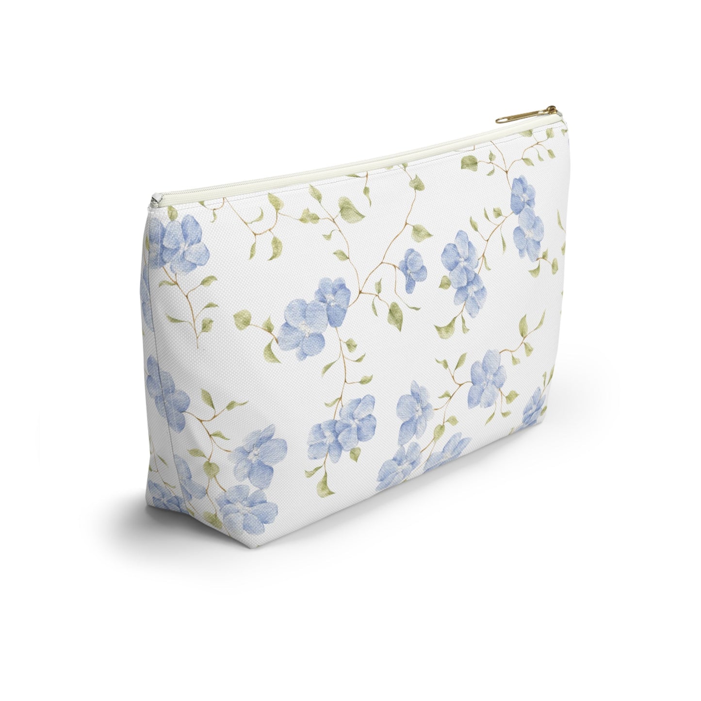 Customizable: Floral Accessory Pouch, Cosmetic Bag, Makeup Organizer, Gift for Her, Travel Essentials, Blue Floral Design
