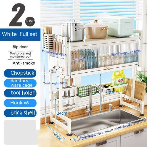 Kitchen Sink Storage Stand Surface Washed Bowl And Chopstick Rack | Kitchen + Metal