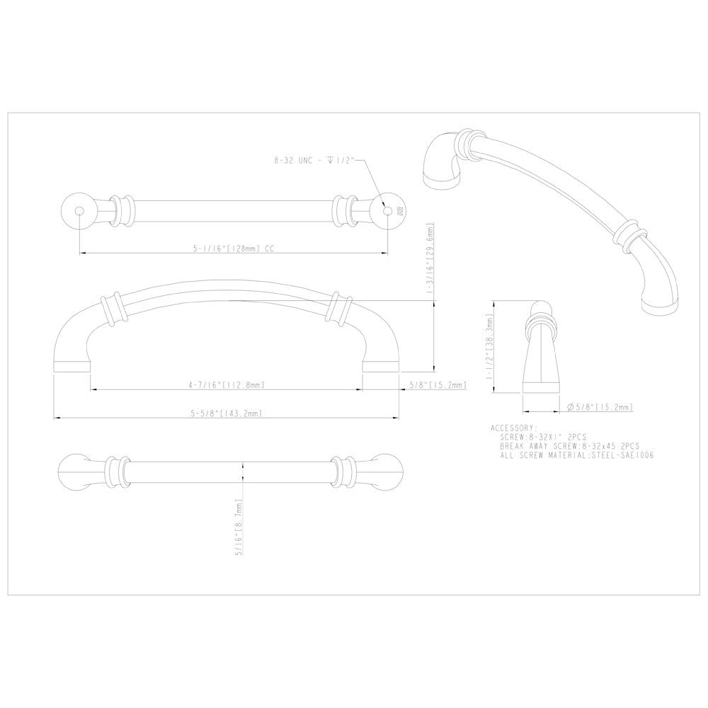 96 mm Center-to-Center Satin Nickel Marie Cabinet Pull