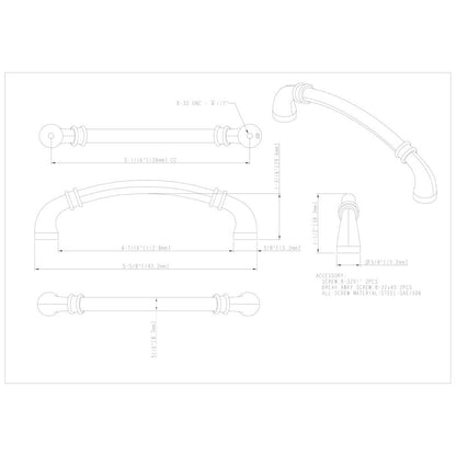 96 mm Center-to-Center Satin Nickel Marie Cabinet Pull