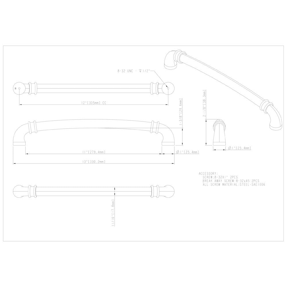 96 mm Center-to-Center Satin Nickel Marie Cabinet Pull