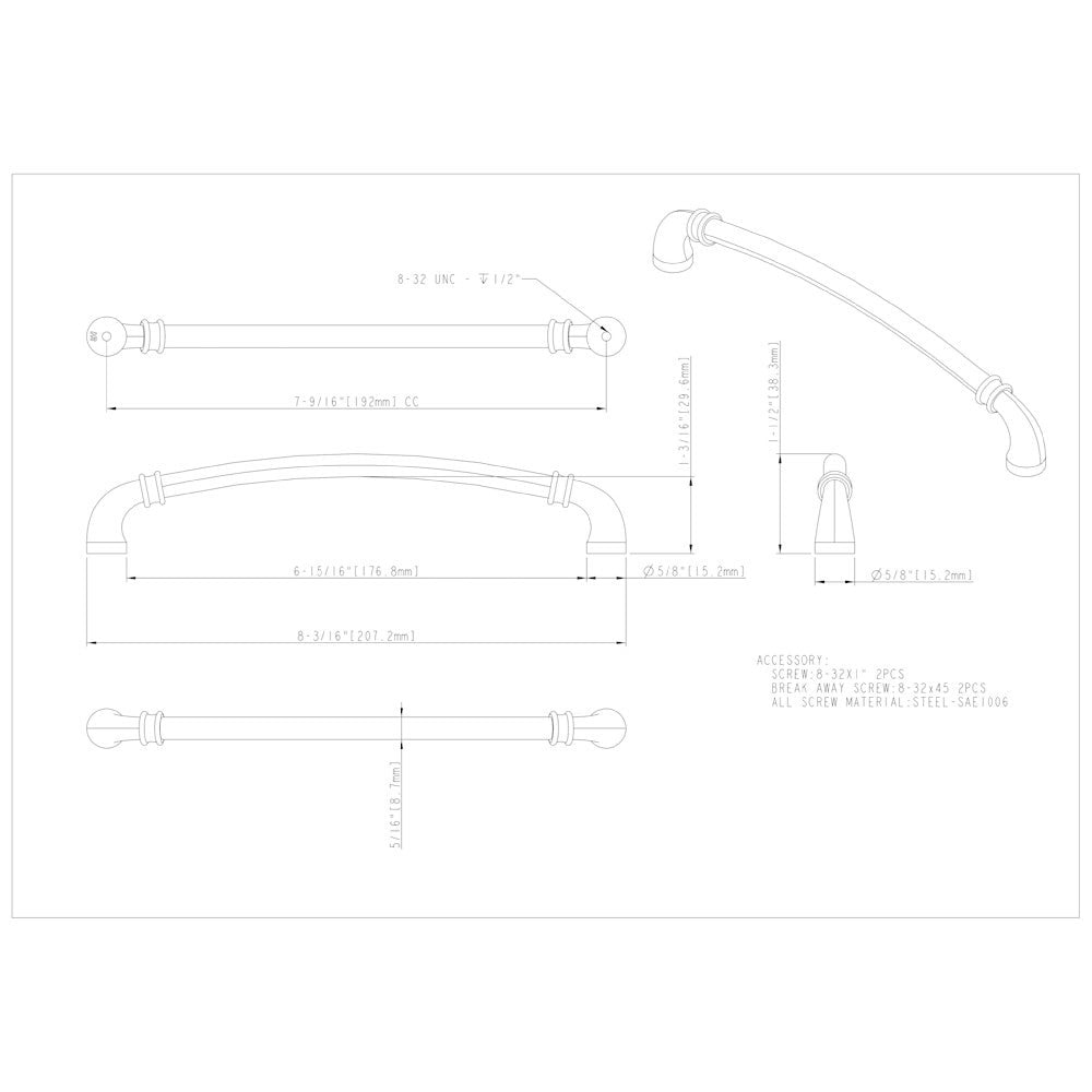 96 mm Center-to-Center Satin Nickel Marie Cabinet Pull