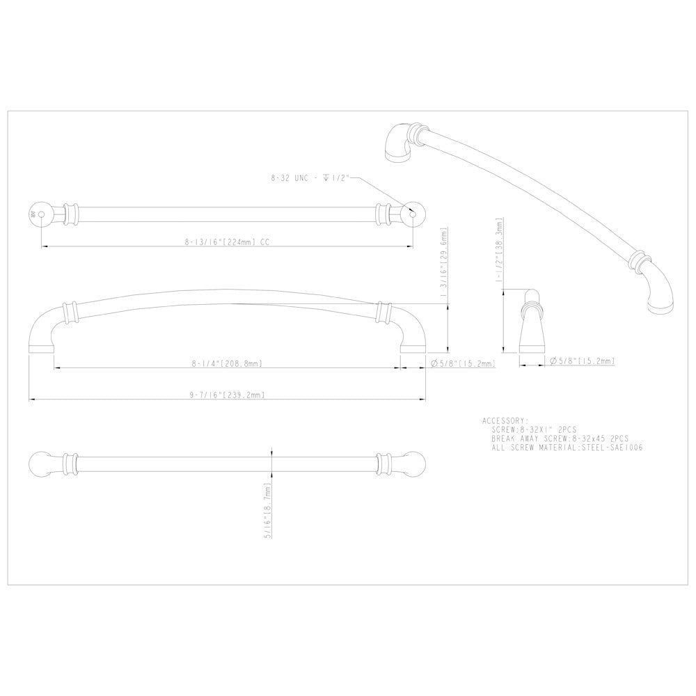96 mm Center-to-Center Satin Nickel Marie Cabinet Pull