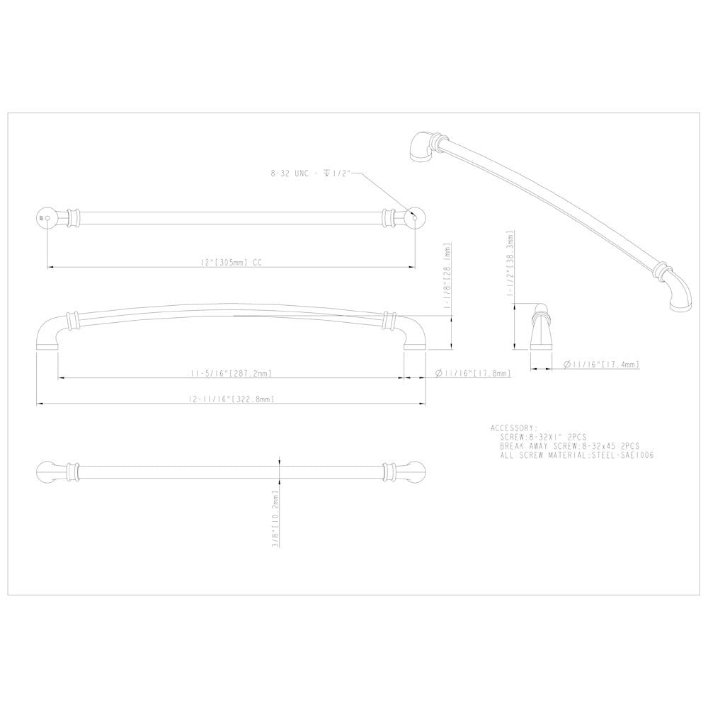 96 mm Center-to-Center Satin Nickel Marie Cabinet Pull