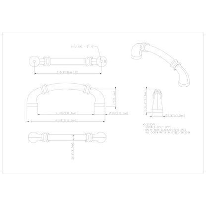 96 mm Center-to-Center Satin Nickel Marie Cabinet Pull