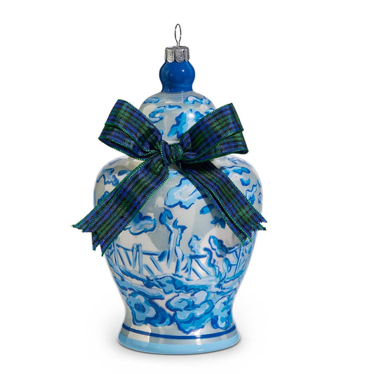 Christmas Carousel Collection - 6" Ginger Jar with Black Watch Bow Ornament