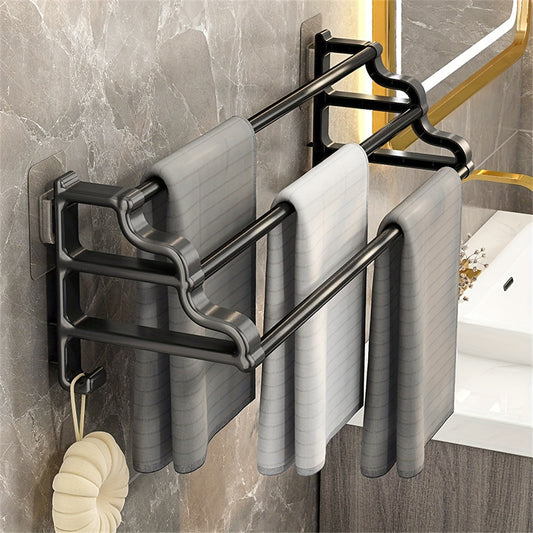 Sleek PunchFree WallMounted Towel Rack with Three Rods