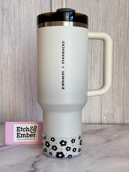 CLEAR BLACK DAISIES Tumbler Boot -fits 20-40oz
