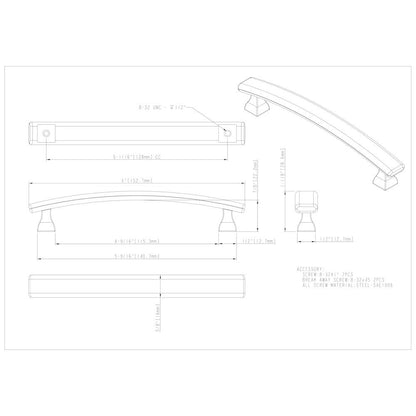 3" Center-to-Center Satin Nickel Square Hadly Cabinet Pull