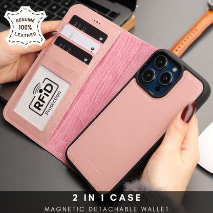 Casper Leather iPhone 15 Pro Wallet Case | Detachable MagSafe Compatible RFID Protection