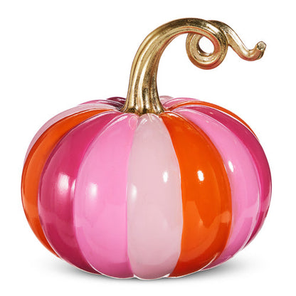 Halloween Carnival - 10.5" PINK AND ORANGE STRIPE PUMPKIN