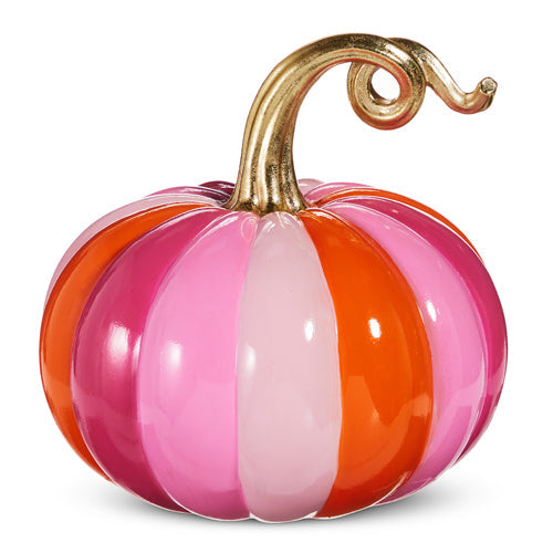Halloween Carnival - 10.5" PINK AND ORANGE STRIPE PUMPKIN
