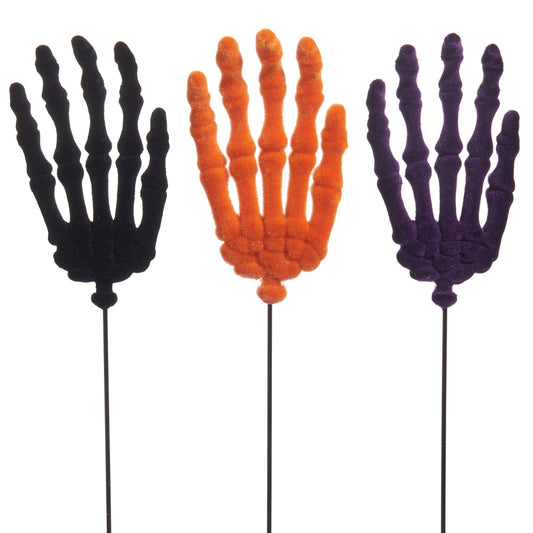 Halloween Carnival - 14.75" Flocked Skeleton Hand - SET OF 3