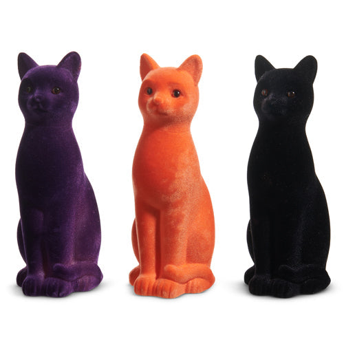 Halloween Carnival - 11" FLOCKED CAT - SET OF 3