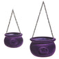 Halloween Carnival - 10" & 7.5" PURPLE FLOCKED CAULDRONS - SET OF 2