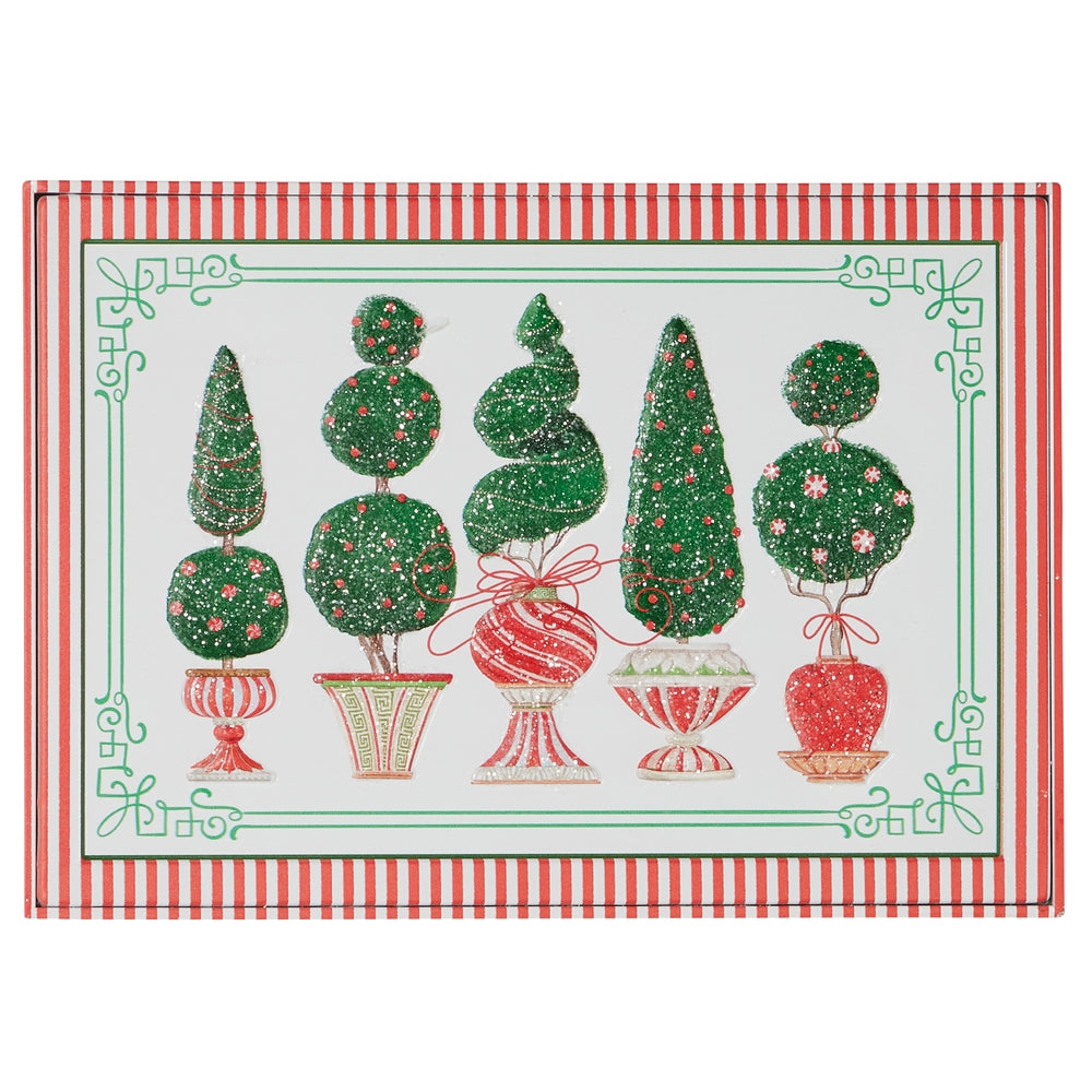 16" Candy Cane Lane Topiary Metal Wall Art