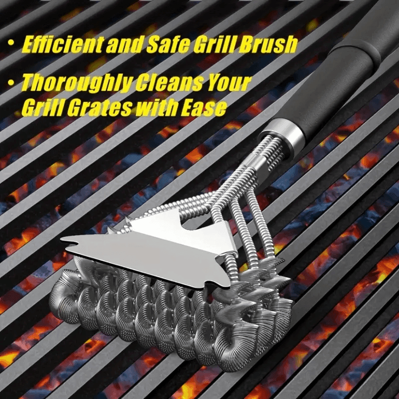 Non-stick Stainless Steel BBQ Cleaning Brush with Safe Bristles