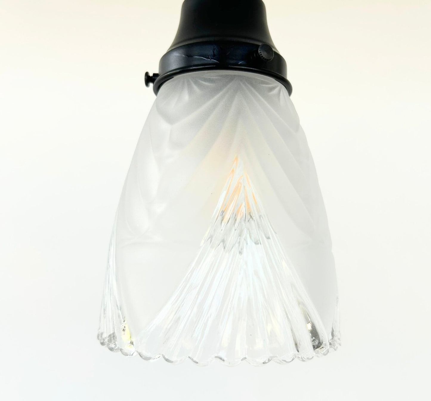 Clear And Frost Fan Ribbed Scallop Pendant Light/Wall Sconce