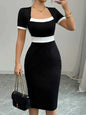Two-Tone Short Sleeve Bodycon Dress