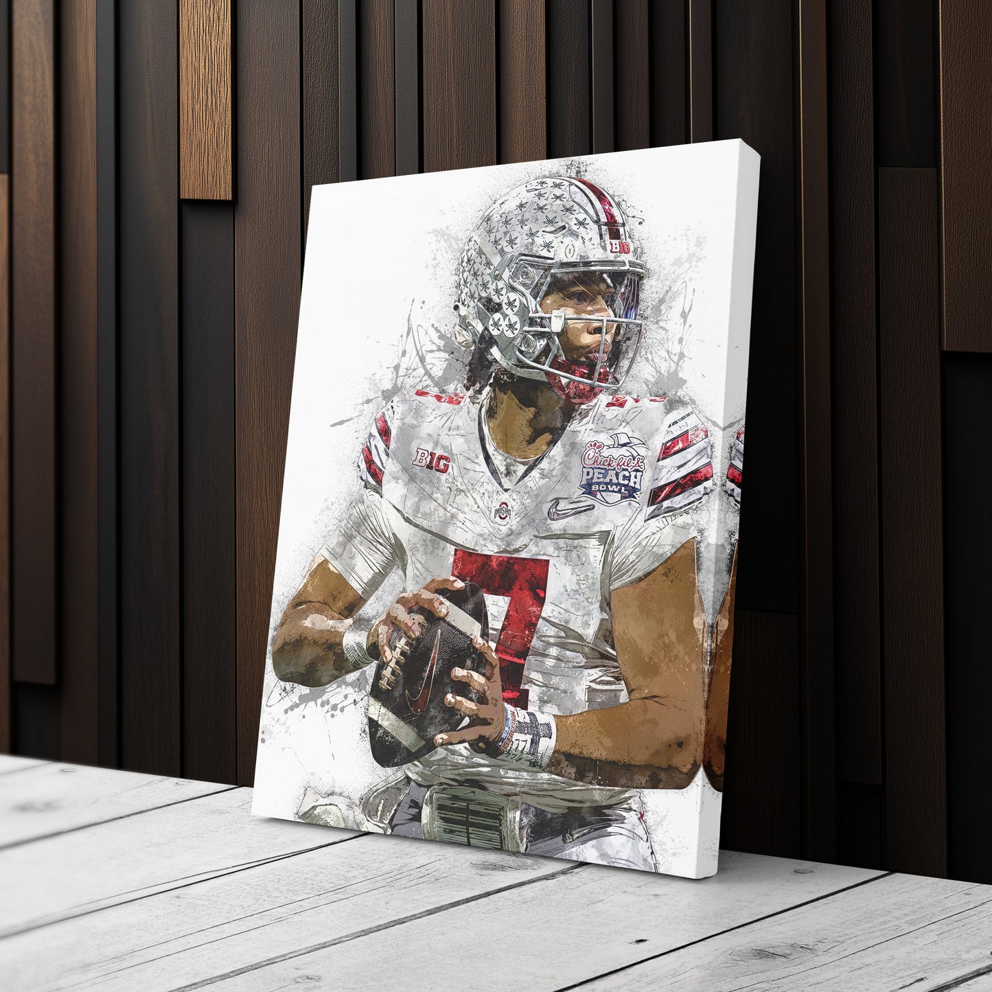 C.J. Stroud Canvas Art – Ohio State Buckeyes Wall Decor