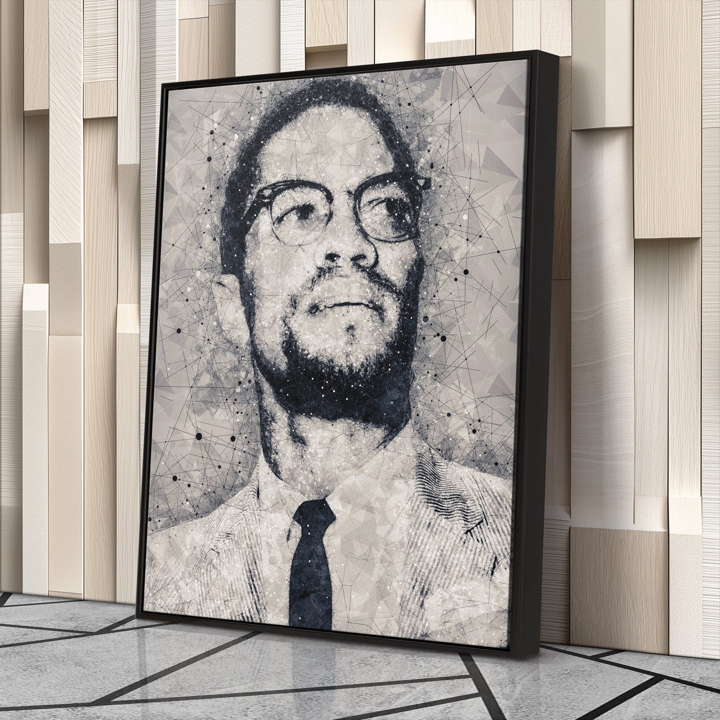 Malcolm X Canvas Art – Civil Rights Geometric Wall Decor