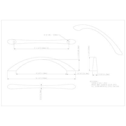128 mm Brushed Antique Brass Arched Kingsport Cabinet Pull