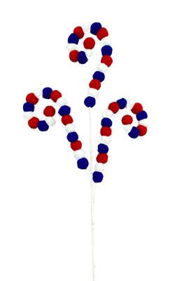 Felt Ball Curly Spray Red White and Blue