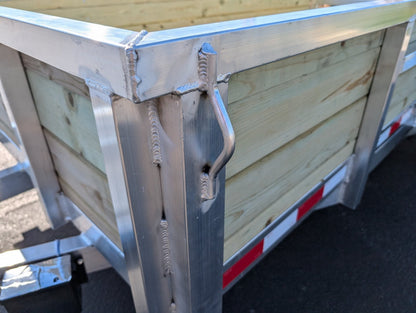 Silver Ox 6x12 Single Axle Woody  3 Board Aluminum Utility Trailer with Dovetail, Bi fold Gate,  and Extra Tie Downs