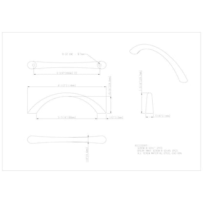96 mm Center-to-Center Satin Nickel Arched Capri Cabinet Pull