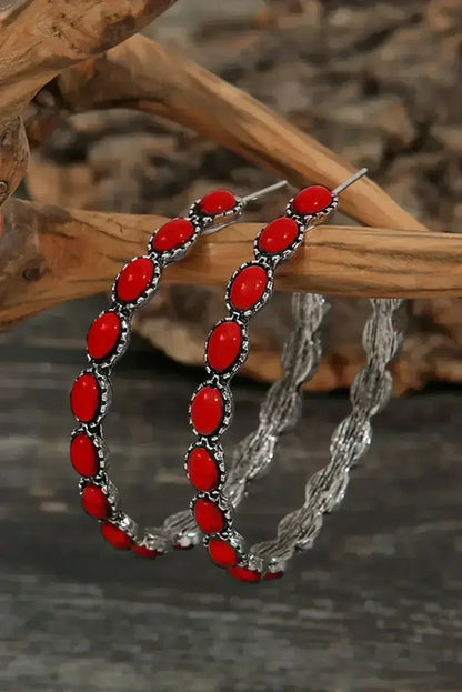 Turquoise C-Shape Hoop Earrings | Bold Statement Earrings - Femstylo