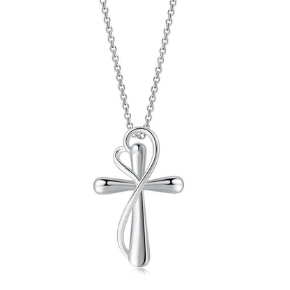 Heart-shaped Cross Necklace - Simple Color Separation Electroplating Design