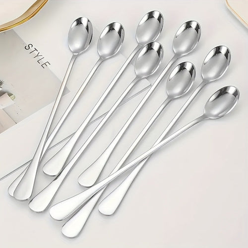 Set of 8 Stainless Steel LongHandled Spoons