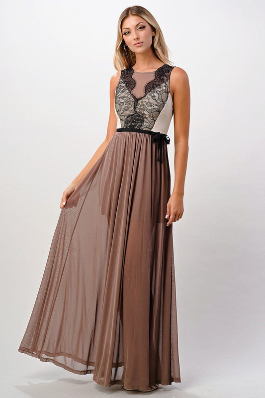 Contrast Lace Overlap Maxi Dress | Apparel | Kitchen + Metal