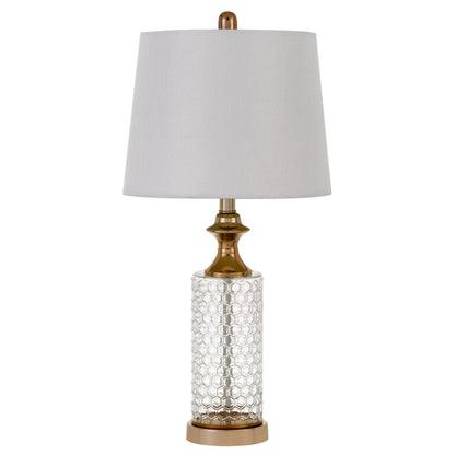 Set of Two 27" Glass Honeycomb and Rose Gold Table Lamps