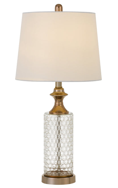 Set of Two 27" Glass Honeycomb and Rose Gold Table Lamps