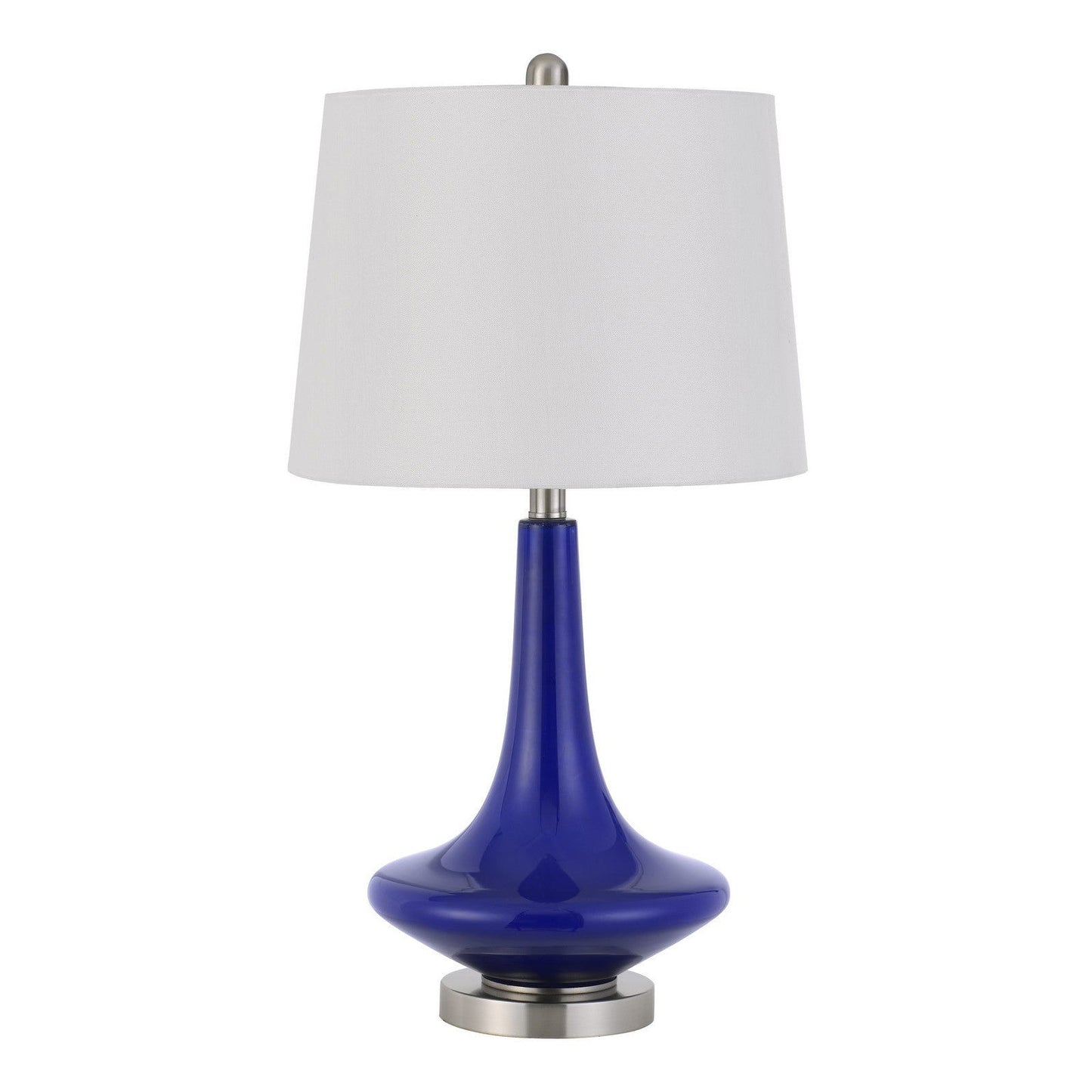 Set Of Two 26" Silver Metal Two Light Bedside Table Lamps With White | Lighting | Kitchen + Metal