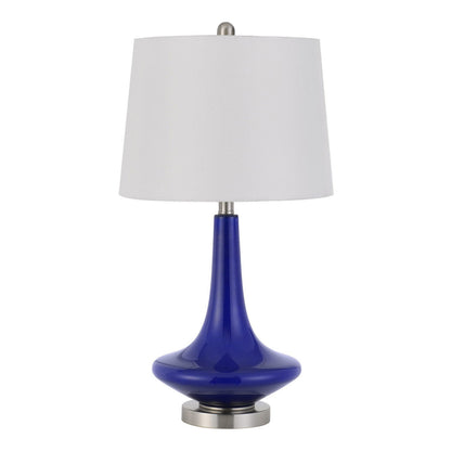 Set Of Two 26" Silver Metal Two Light Bedside Table Lamps With White | Lighting | Kitchen + Metal