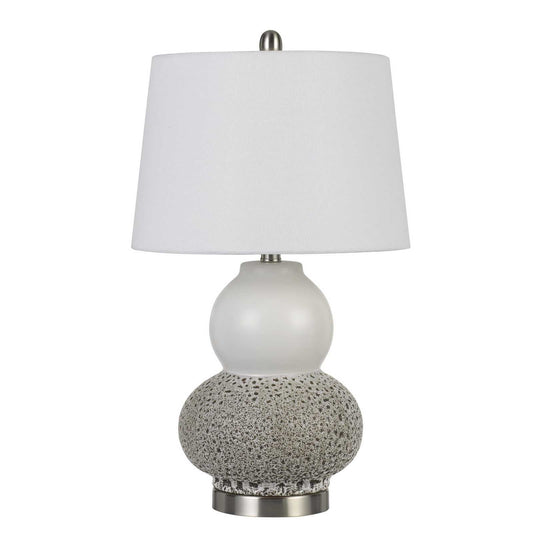 Set Of Two 24" Silver Metal Two Light Desk Table Lamps With White | Lighting | Kitchen + Metal