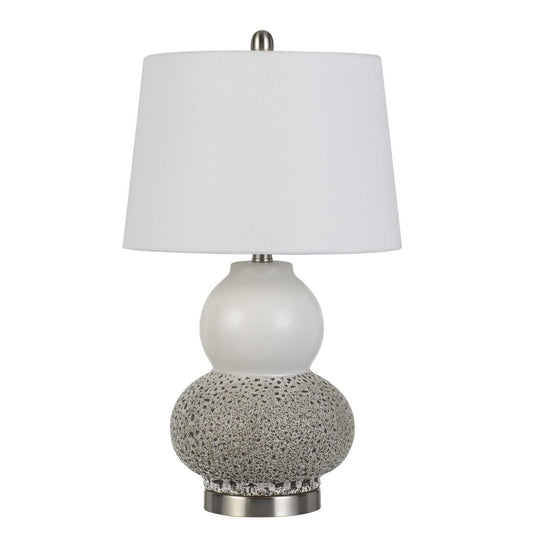 Set Of Two 24" Silver Metal Two Light Desk Table Lamps With White | Lighting | Kitchen + Metal